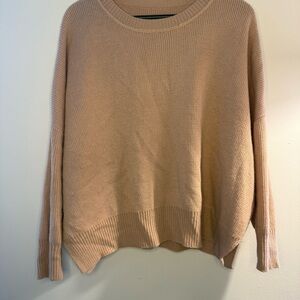 Elegant Light Cream Rose Crew Neck Sweater